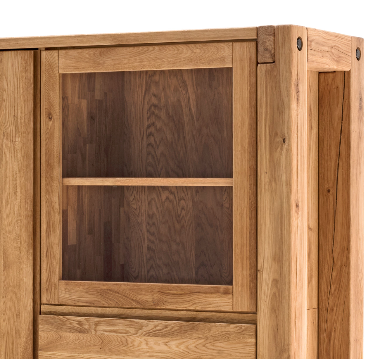 TPT Highboard Woodstock mit Holztür und 3 Schubladen Eiche massiv geölt, ca. B/H/T 120 x 155 x 45 cm