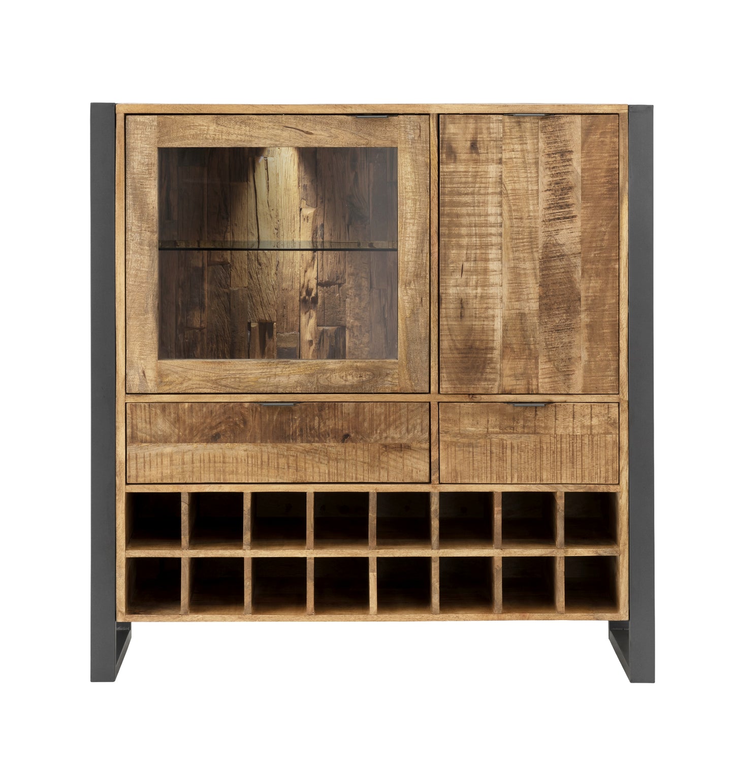 Weinschrank Cayro Mangoholz massiv multifarbig inkl. Beleuchtung B/H/T 116 x 113 x 42 cm