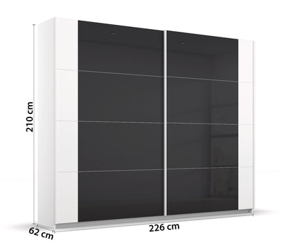 Schwebetürenschrank Artemis 2-türig Farbglastüren B/H/T 225 x 210 x 62 cm
