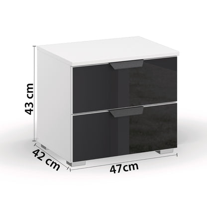 Nachtschrank Artemis mit 2 Schubladen Farbglas, B/H/T ca. 47 x 43 x 42 cm