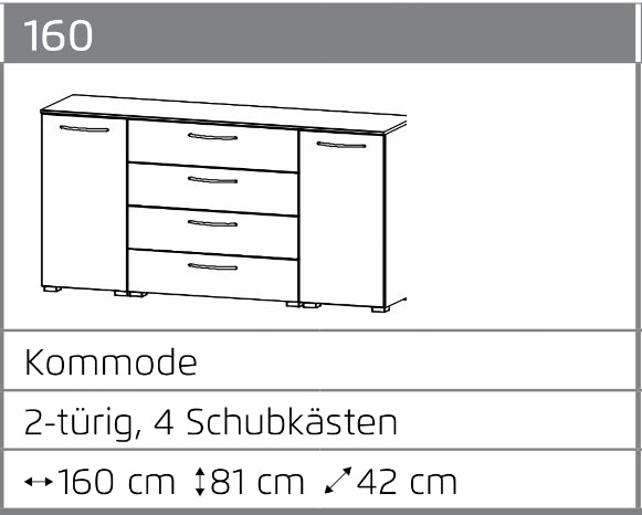 Rauch Aldono Deluxe Kombikommode mit Schubladen ca. B/H/T 160 x 81 x 42 cm