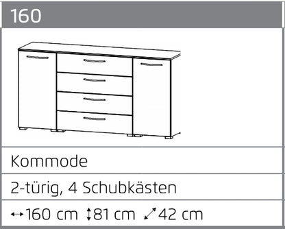 Rauch Aldono Deluxe Kombikommode mit Schubladen ca. B/H/T 160 x 81 x 42 cm
