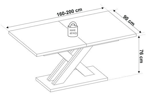 Finori Auszugtisch Avant Artisan-Oak/ Schwarz B/H/T 160-200 x 76 x 90 cm
