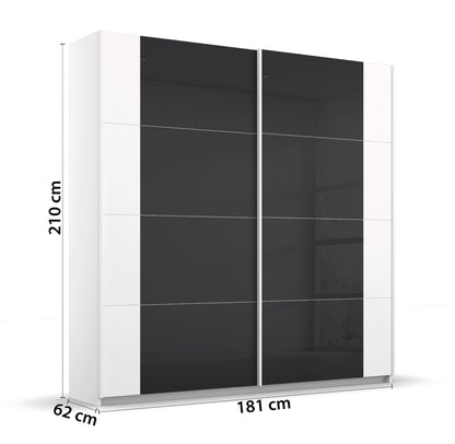 Schwebetürenschrank Artemis 2-türig Farbglastüren B/H/T 180 x 210 x 62 cm