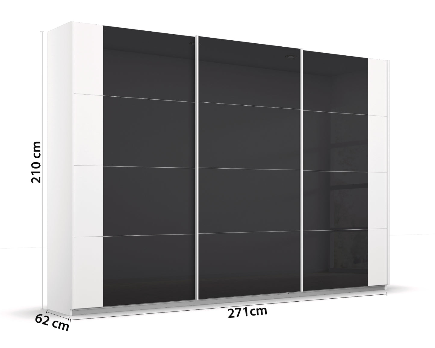 Schwebetürenschrank Artemis 3-türig Farbglastüren B/H/T 270 x 210 x 62 cm