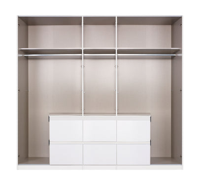 Drehtürenschrank Mainz 5-türig mit 3 Spiegeltüren und 6 Schubladen B/H/T ca. 225 x 210 x 54 cm