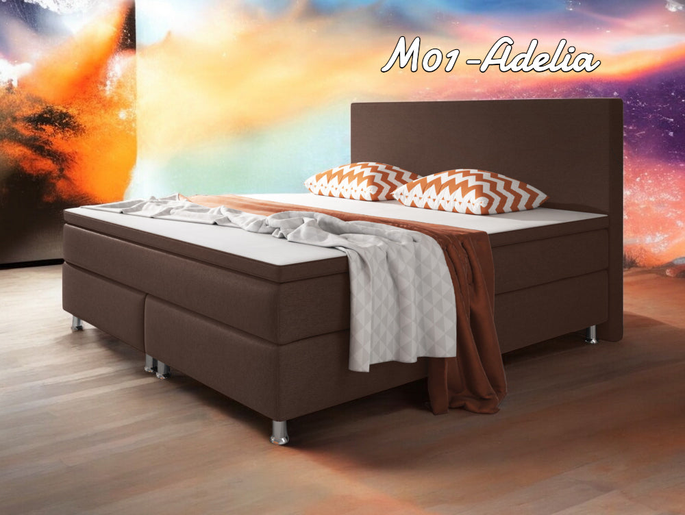 Boxspringbett M01-Adelia Anthrazit - Braun - Schwarz Breite 90/180 x 200 cm