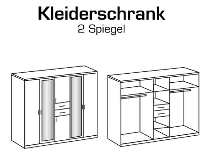 Drehtürenschrank Diver mit Spiegel und Schubladen B/H/T ca. 225/270 x 208 x 58 cm