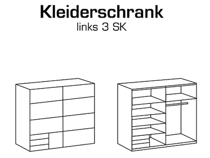 Schwebetürenschrank Emden mit/ohne Spiegel und Schubladen B/H/T ca. 135/180 x 198 x 65 cm