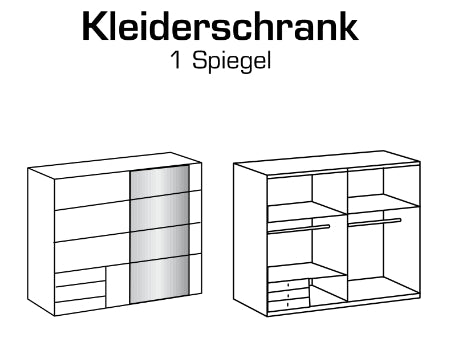 Schwebetürenschrank Emden mit/ohne Spiegel und Schubladen B/H/T ca. 225/270 x 208 x 65 cm