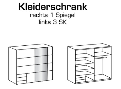 Schwebetürenschrank Emden mit/ohne Spiegel und Schubladen B/H/T ca. 135/180 x 198 x 65 cm