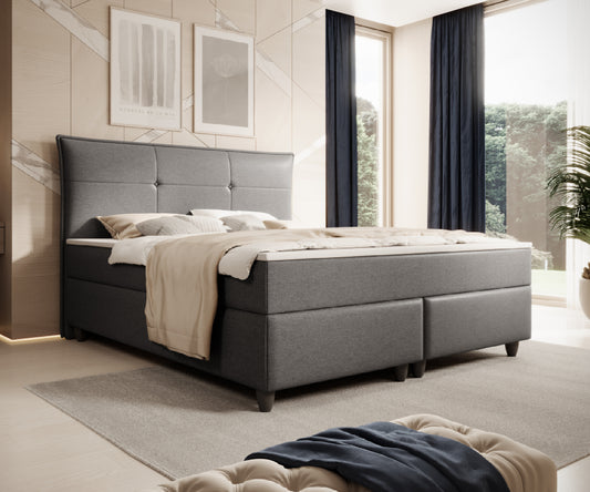 Boxspringbett M04-Amelia Anthrazit - Beige - Schwarz - Grau Breite 180 x 200 cm