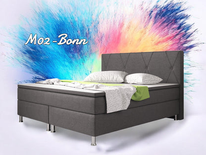 Boxspringbett M02-Bonn Anthrazit - Schwarz Breite 180 x 200 cm