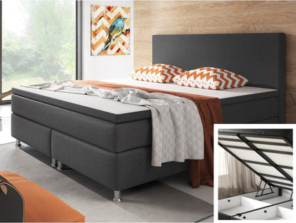 Boxspringbett M01-Adelia Anthrazit - Braun - Schwarz Breite 90/180 x 200 cm