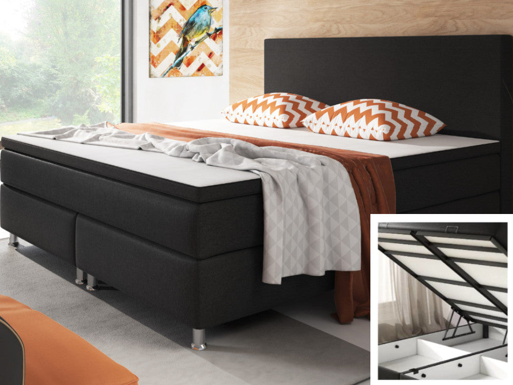 Boxspringbett M01-Adelia Anthrazit - Braun - Schwarz Breite 90/180 x 200 cm