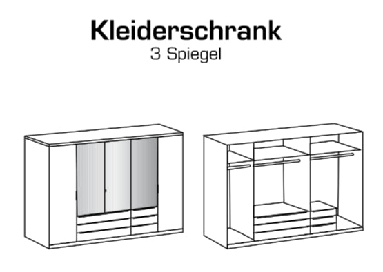 Drehtürenschrank Gibraltar mit Spiegel und Schubladen B/H/T ca. 225/270 x 208 x 58 cm