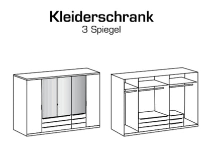 Drehtürenschrank Gibraltar mit Spiegel und Schubladen B/H/T ca. 225/270 x 208 x 58 cm