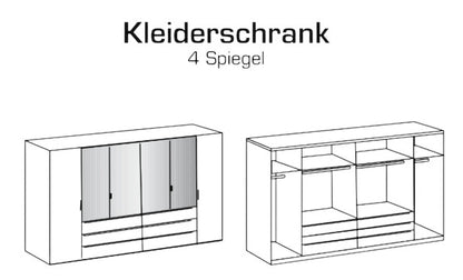 Drehtürenschrank Gibraltar mit Spiegel und Schubladen B/H/T ca. 225/270 x 208 x 58 cm