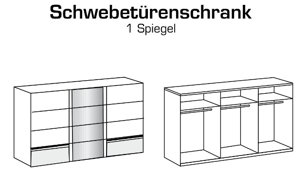 Schwebetürenschrank Gibraltar mit Spiegeltür B/H/T ca. 270 x 208 x 64 cm