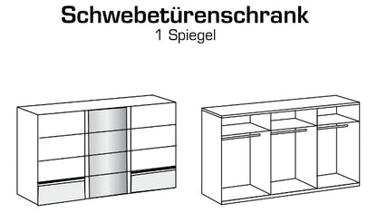 Schwebetürenschrank Gibraltar mit Spiegeltür B/H/T ca. 270 x 208 x 64 cm