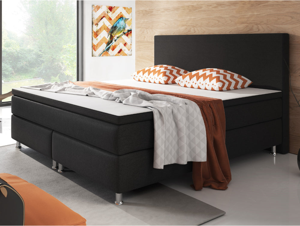 Boxspringbett M01-Adelia Anthrazit - Braun - Schwarz Breite 90/180 x 200 cm