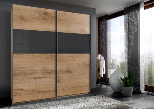 Schwebetürenschrank Bramfeld mit Farbglaselement B/H/T ca. 225/270 x 208 x 65 cm