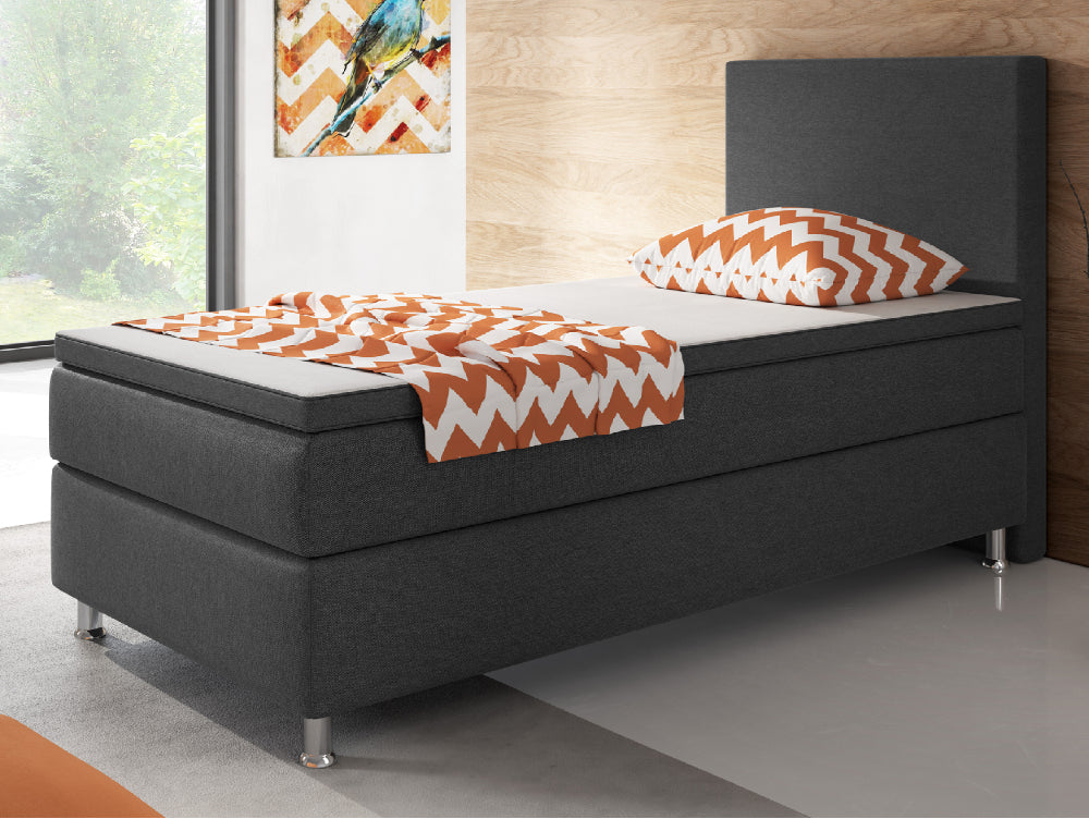 Boxspringbett M01-Adelia Anthrazit - Braun - Schwarz Breite 90/180 x 200 cm