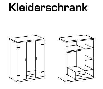 Drehtürenschrank Cork mit/ohne Spiegel und Schubladen B/H/T ca. 135/180 x 199 x 58 cm