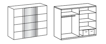 Schwebetürenschrank Barmbek mit Spiegeltür B/H/T ca. 225/270/313 x 208 x 64 cm