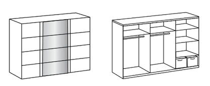 Schwebetürenschrank Barmbek mit Spiegeltür B/H/T ca. 225/270/313 x 208 x 64 cm