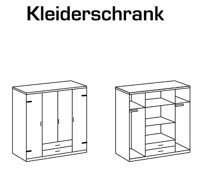 Drehtürenschrank Cork mit/ohne Spiegel und Schubladen B/H/T ca. 135/180 x 199 x 58 cm