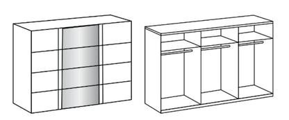 Schwebetürenschrank Bern mit Spiegeltür B/H/T ca. 225/270/313 x 208 x 64 cm