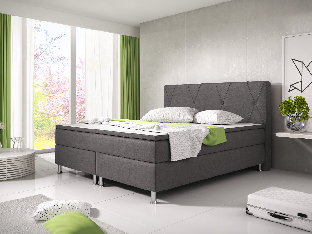 Boxspringbett M02-Bonn Anthrazit - Schwarz Breite 180 x 200 cm