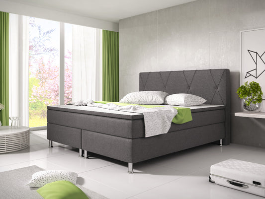 Boxspringbett M02-Bonn Anthrazit - Schwarz Breite 180 x 200 cm