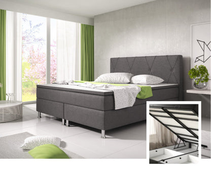 Boxspringbett M02-Bonn Anthrazit - Schwarz Breite 180 x 200 cm