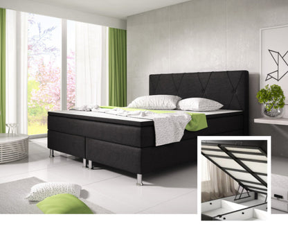 Boxspringbett M02-Bonn Anthrazit - Schwarz Breite 180 x 200 cm