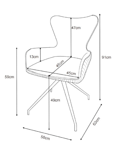 Finori Polsterstuhl Blake 70A mit Armlehnen drehbar Cord Dunkelblau/Dunkelgrau B/H/T ca. 58 x 91 x 63 cm