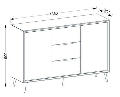 Finori Kombikommode mit Schubladen Arona Sand/Schwarz ca. B/H/T 135 x 90 x 38 cm