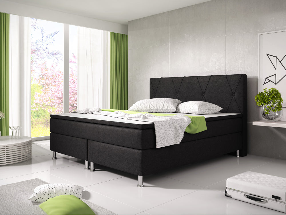 Boxspringbett M02-Bonn Anthrazit - Schwarz Breite 180 x 200 cm