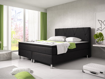 Boxspringbett M02-Bonn Anthrazit - Schwarz Breite 180 x 200 cm