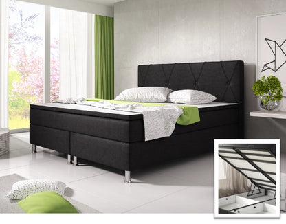 Boxspringbett M02-Bonn Anthrazit - Schwarz Breite 180 x 200 cm