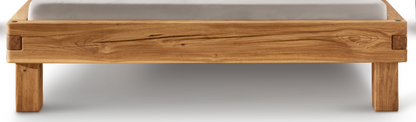 TPT Balkenbett 820-VIII mit Stoffkopfteil gesteppt, Wildeiche massiv natur geölt Breite 140-200 x 200 cm