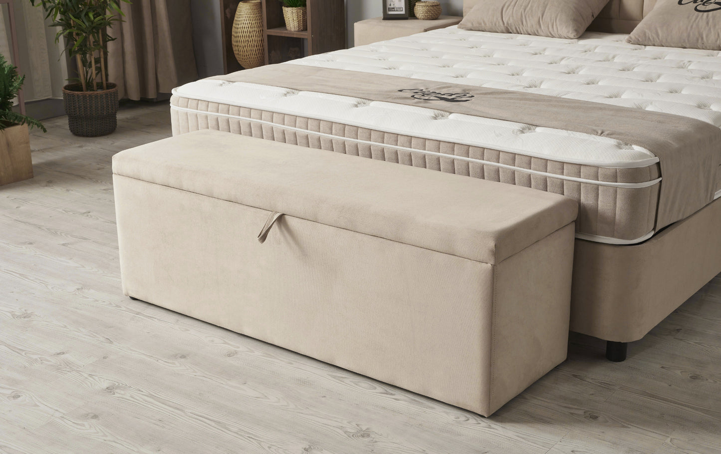 Boxspringbett Cindy Beige mit Bettkasten Breite 90-180 x 200 cm