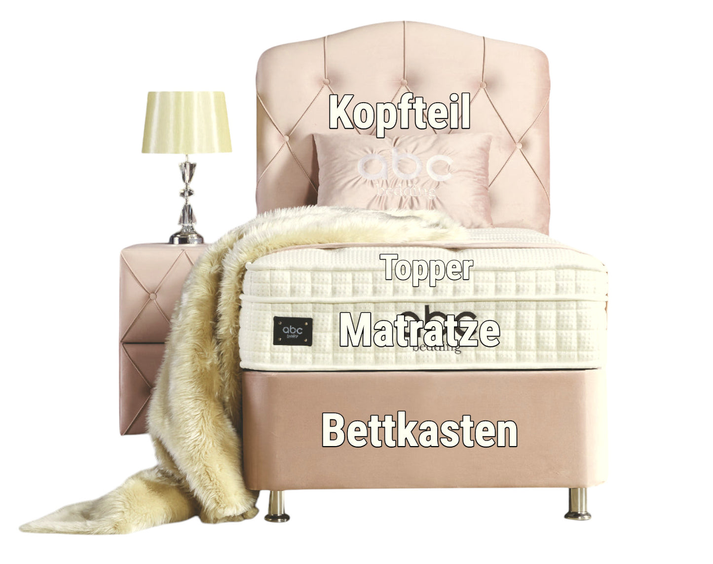 Boxspringbett Juliet Beige mit Bettkasten Breite 90 x 200 cm