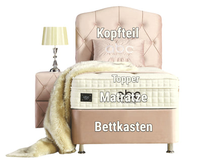 Boxspringbett Juliet Beige mit Bettkasten Breite 90 x 200 cm