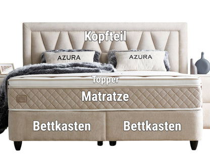 Boxspringbett Azura Beige mit Bettkasten Breite 90-180 x 200 cm