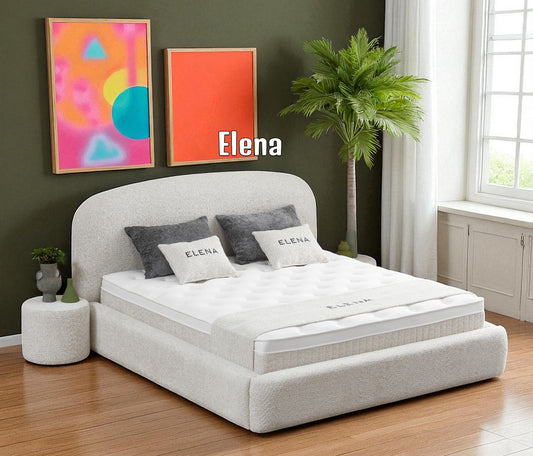 Boxspringbett Elena Cremeweiß Voll-orthopädisches Komfortbett mit Bettkasten, Stauraum, inkl. kostenlose Lieferung und Montage