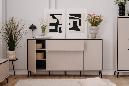 Finori Sideboard mit Schublade Arona Sand/Schwarz ca. B/H/T 175 x 90 x 38 cm