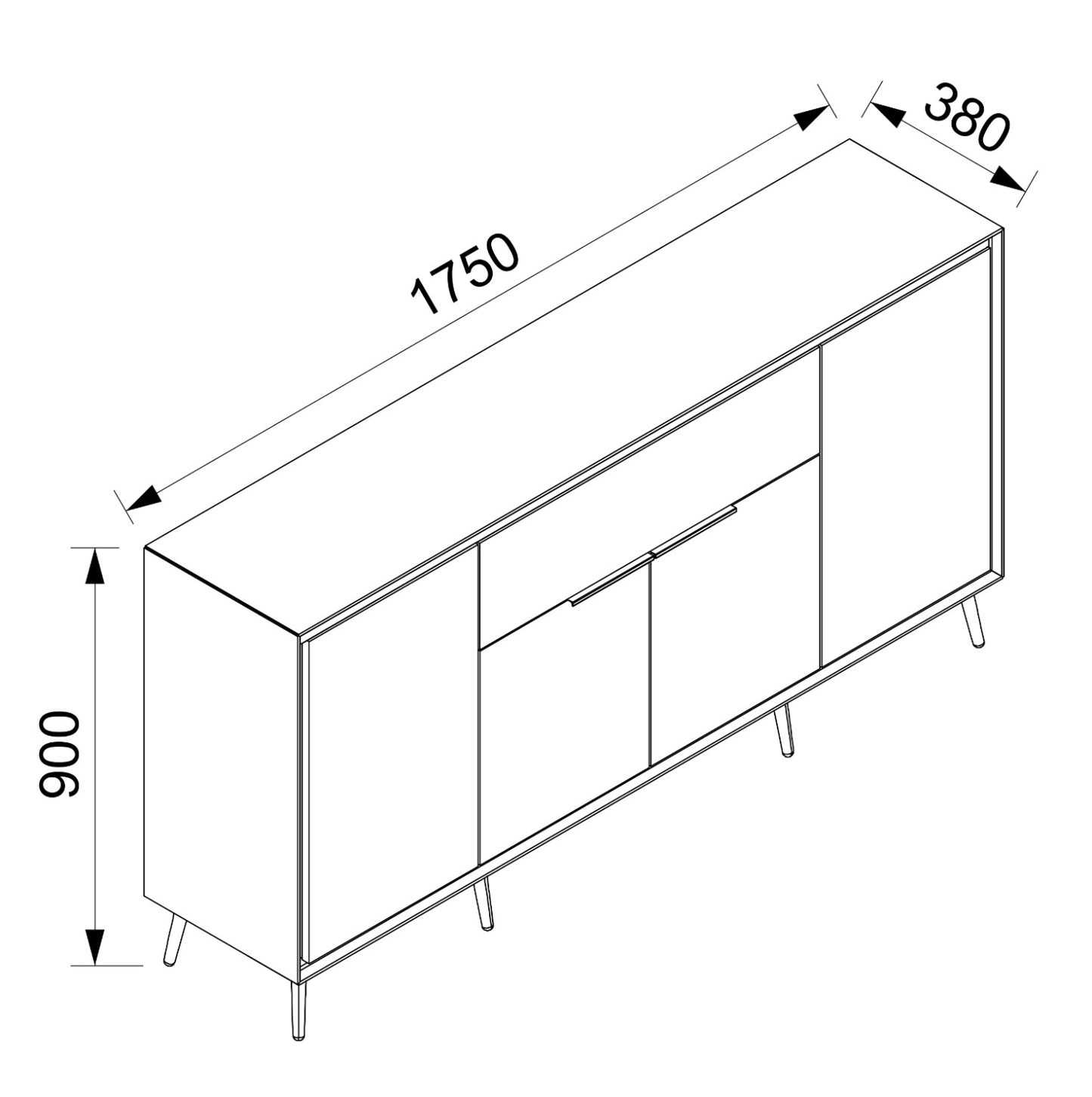 Finori Sideboard mit Schublade Arona Sand/Schwarz ca. B/H/T 175 x 90 x 38 cm