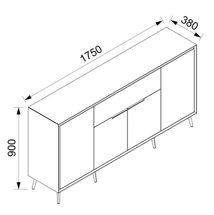Finori Sideboard mit Schublade Arona Sand/Schwarz ca. B/H/T 175 x 90 x 38 cm